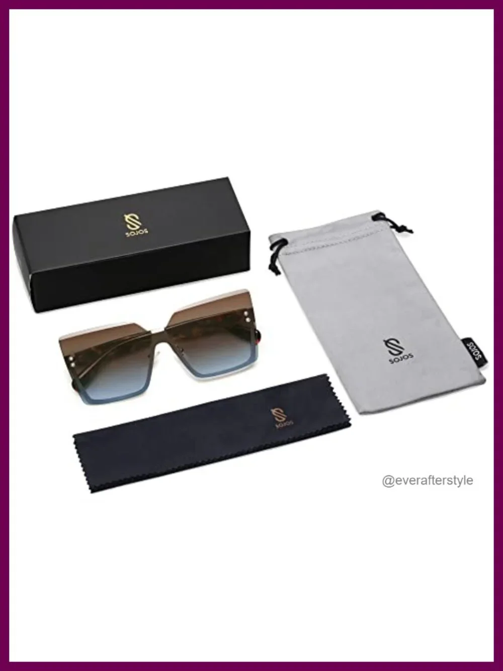 Oversized Square Rimless Sunglasses UV400 Ladies Shades